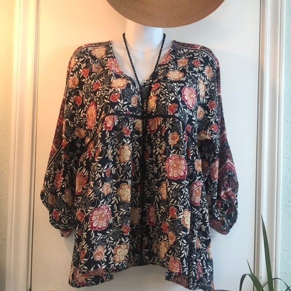 Knox Rose Boho Peasant Top - Picture 1 of 13